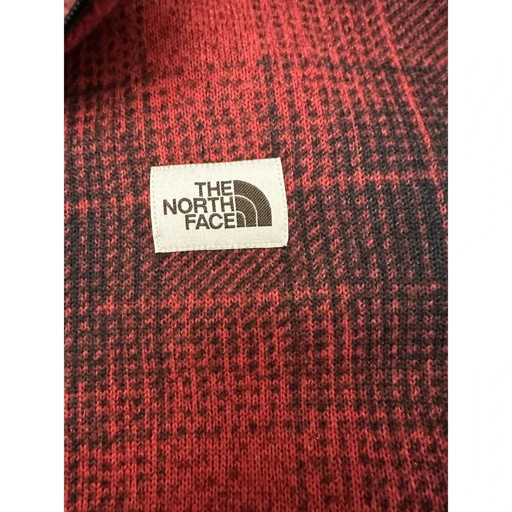 THE NORTH FACE Gordon Lyons Men's XL 1/4 Zip Fleece Pullover Sweater Red Plaid